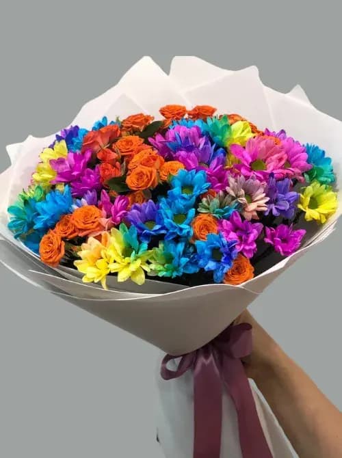 Букет из хризантем и роз|цветы в Сочи